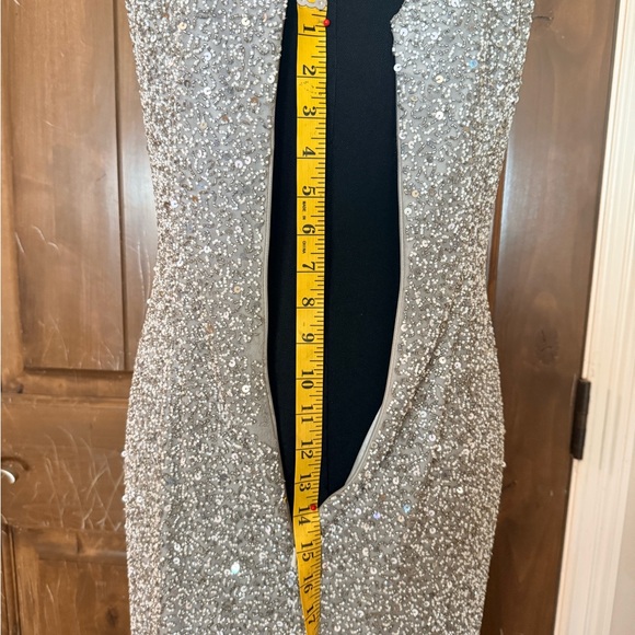 Vintage Scala Silver Hand Beaded 100% Silk Formal Dress Gown - Picture 10 of 16